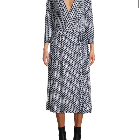 Weekend Max Mara - Ramo Wrap Dress - Print - Navy Blue and White - New/No Tags - Picture 6 of 9